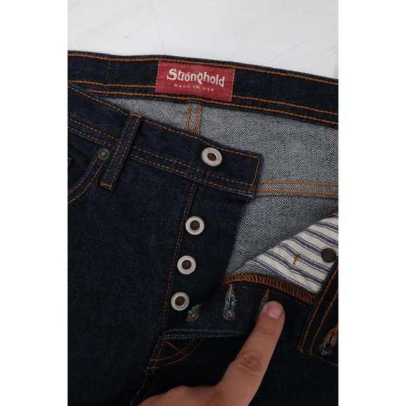 NWT Stronghold Jeans Mens 31 L36 Selvedge Denim Straight Leg Stretch Blue Rinsed - Picture 10 of 12